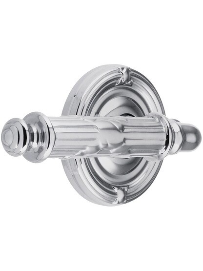 Ribbon and Reed Door Set With Lever Handles Left Hand in Polished Chrome.